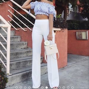 High waisted white pants